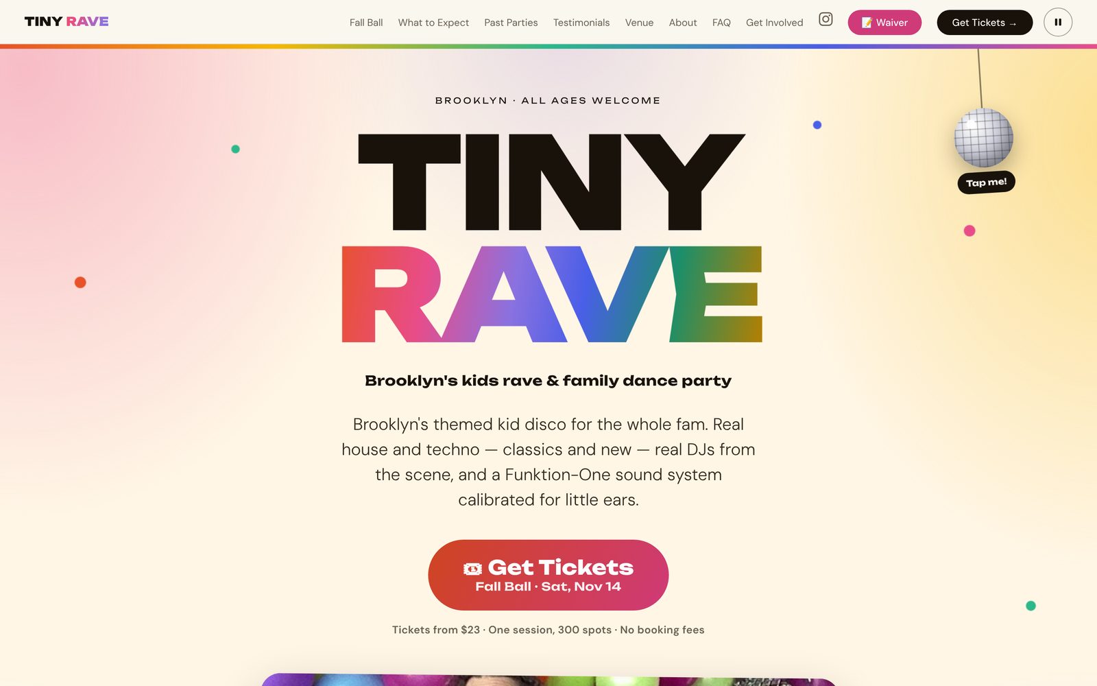 Tiny Rave website home page (opens in a new tab)