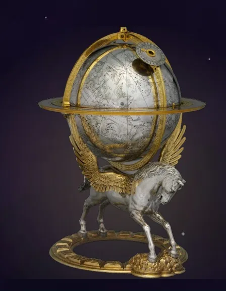 An antique celestial globe